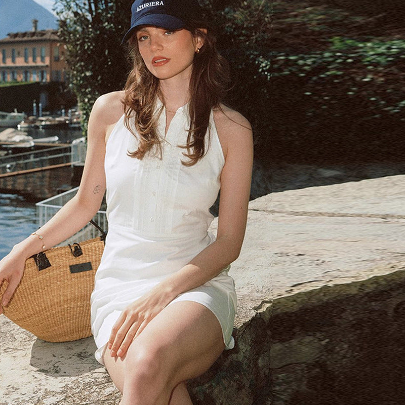 Summer Lapel Slim White Dress Thin Comfortable Dresses