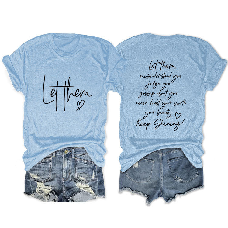 Casual Front Rear Printed Simple Sleeve Blouses