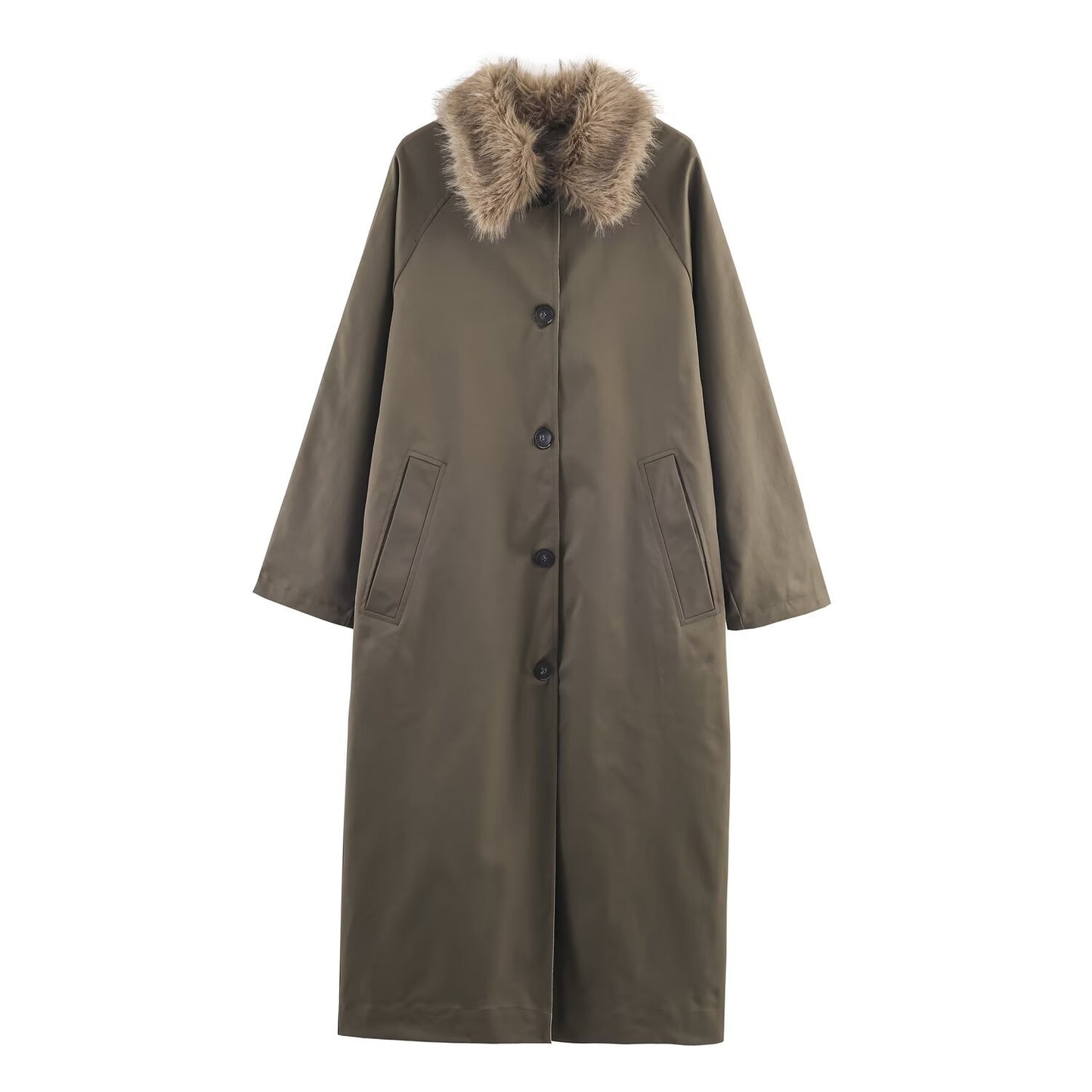 Women's Fashion Casual Artificial Fur Effect Collar Coats