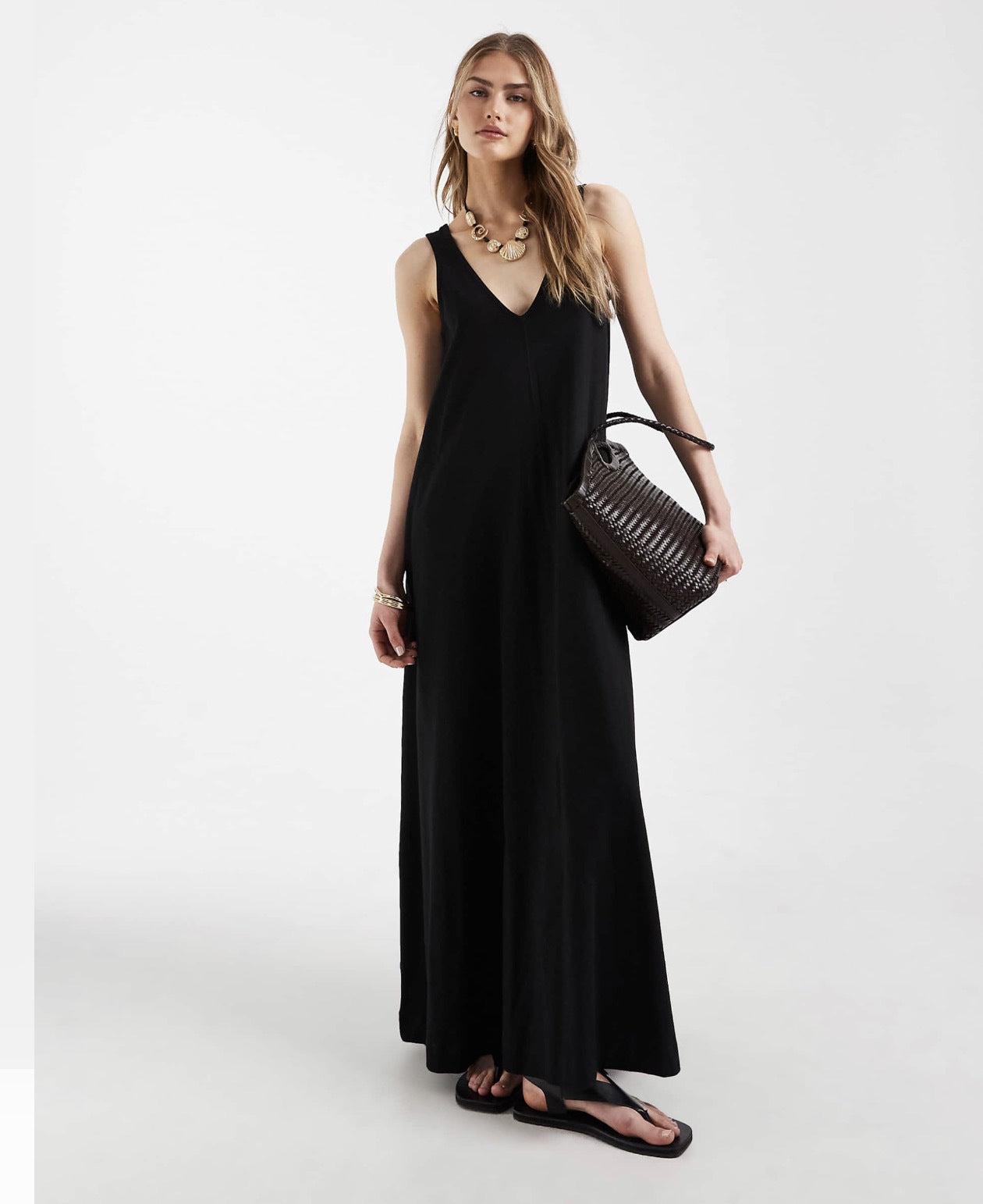 Women's Solid Color Sleeveless Long Jumper Loose Idle Style Dress
