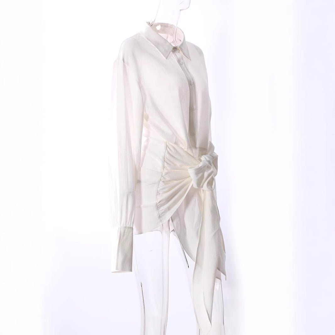 Women's Design Sense Niche Bow Long Sleeve Tops