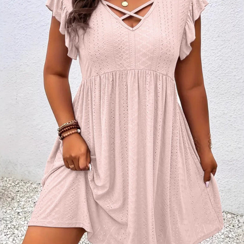 Women's Ruffle Sleeve Large Loose Slimming Hollow Skirts