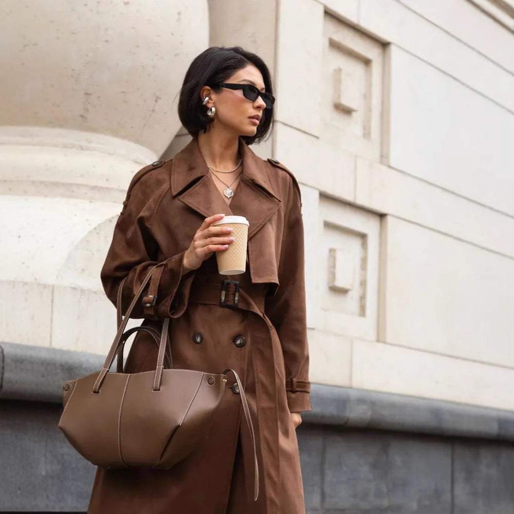 Women's Long British Style Turn-down Collar Sleeve Jackets