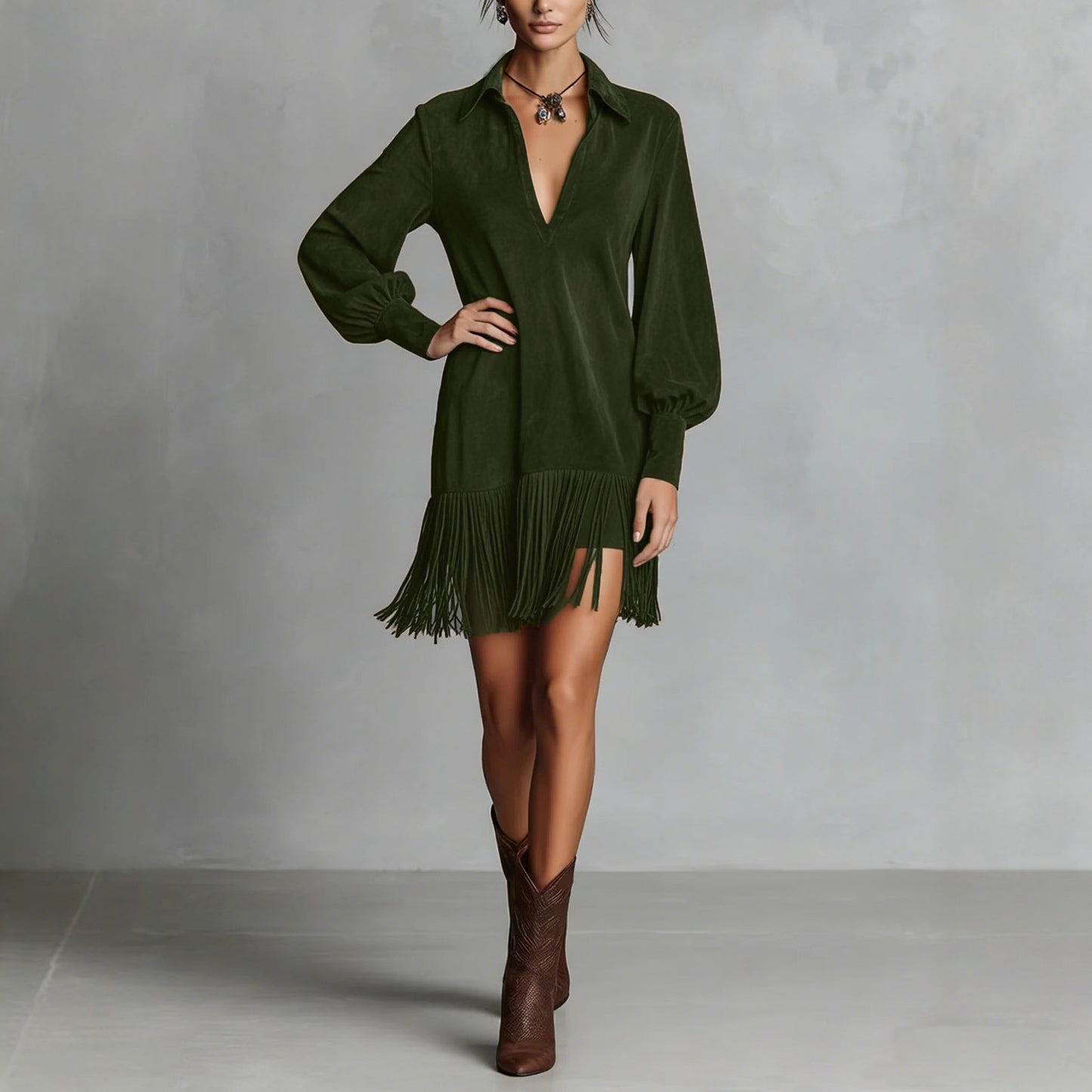 Western Style Elegant Trench Long-sleeved Black Beautiful Dress