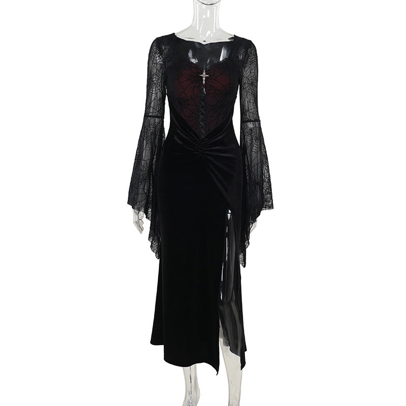 Women's Autumn Halloween Elegant Sexy Slit Veet Dresses