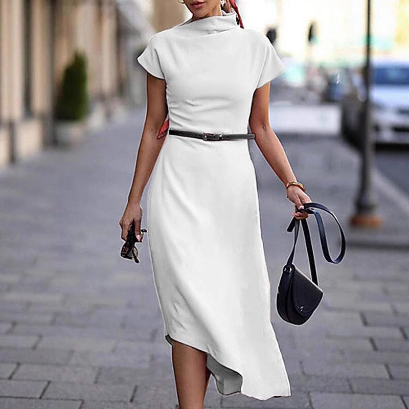 Popular Unique Solid Color Temperament Commute Dress