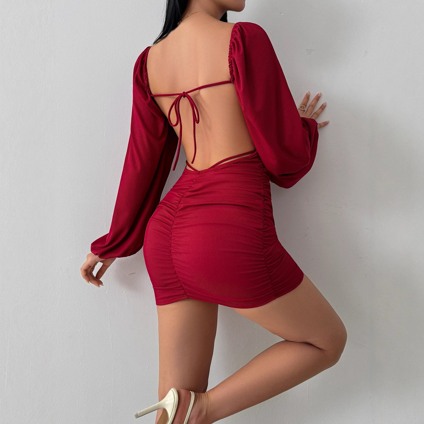 Women's Autumn Slimming Sheath Backless Temperament Leisure Long Clothing