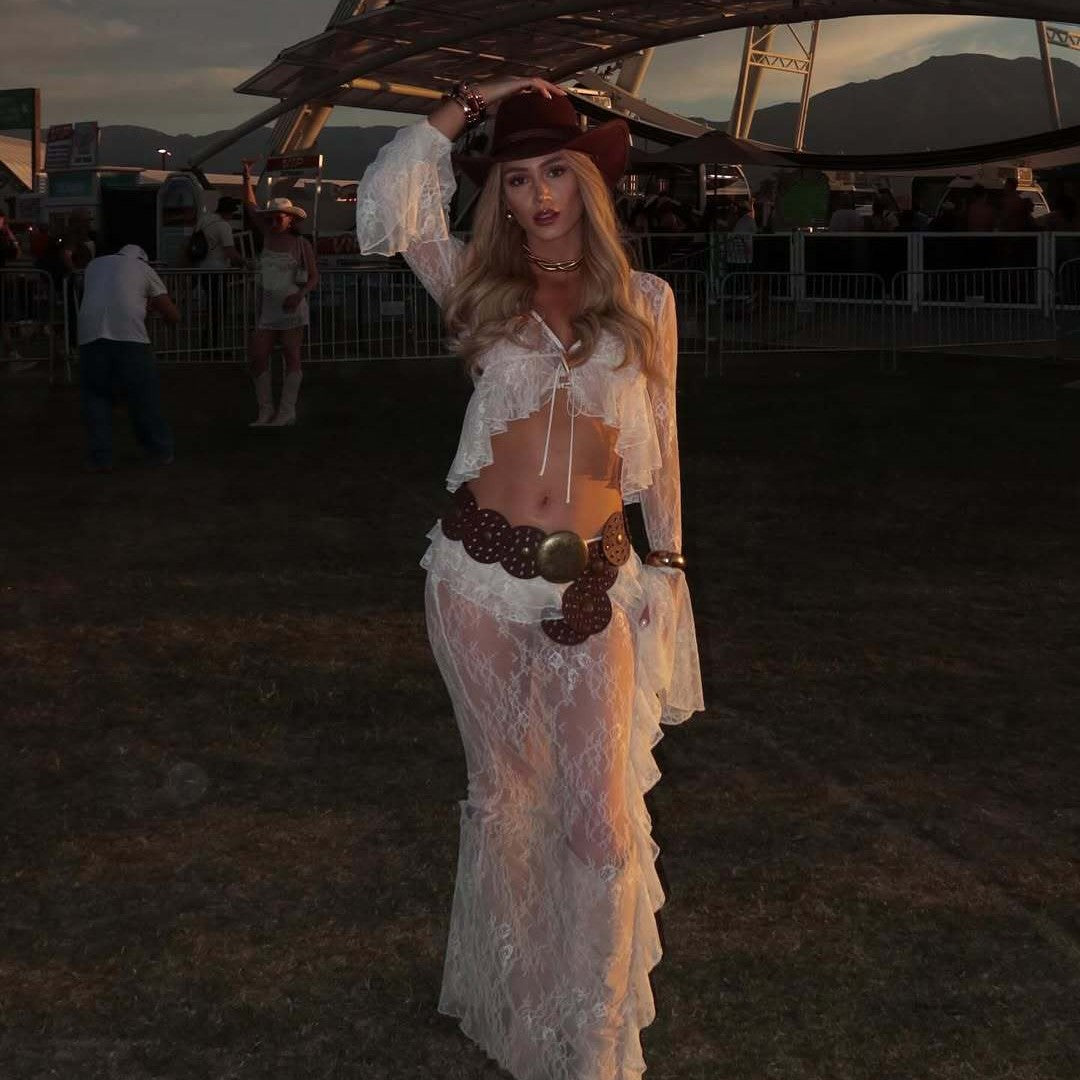 Ruffled Bell Sleeve Lace Navel Sexy Blouses