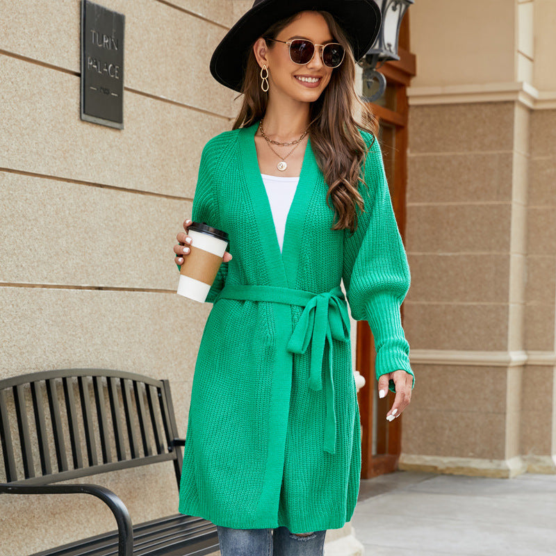 Women's Up Solid Color Knitted Temperament Long Sweaters