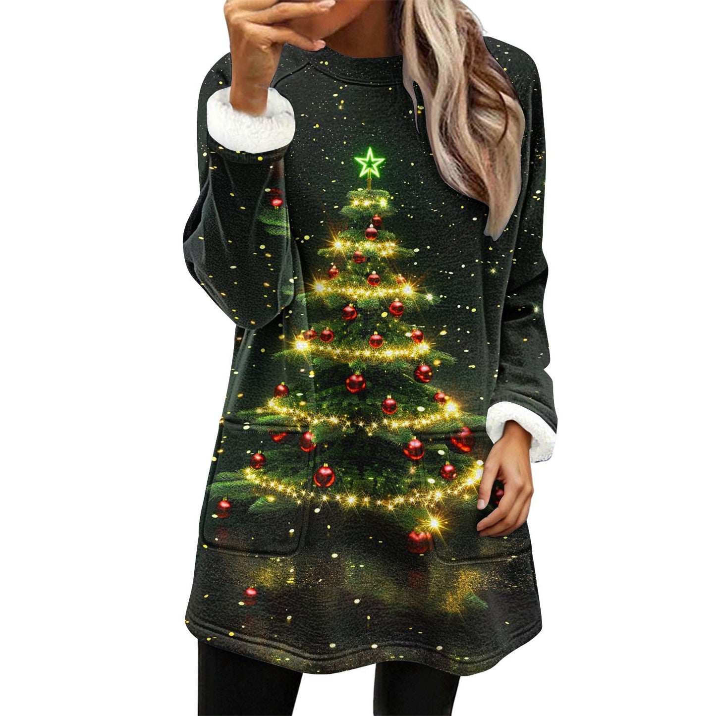 Christmas Snowman Digital Printing Casual Wide-sleeved Veet Women's Sweater, Sweater