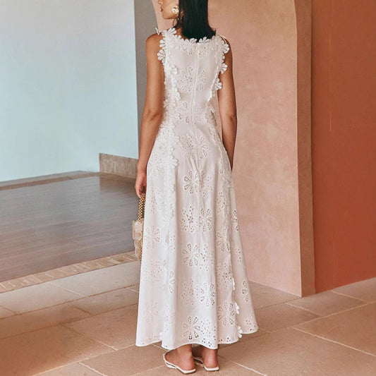 Women's Summer Lace Embroidered Holiday Slim Fit Long Dresses