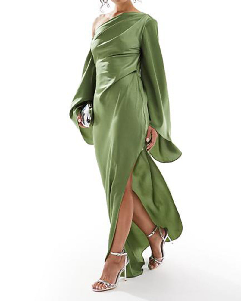 Autumn Solid Color Slim Fit Slit Dresses