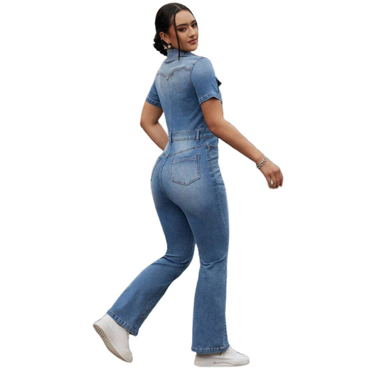 Women's Wear Fashionable Denim Slim Fit Bodysuit Suits