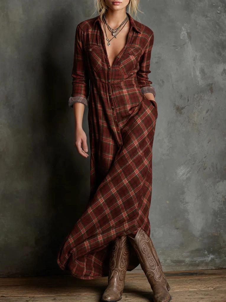 Duplex Printing Casual Long Sleeve Big Hem Dresses