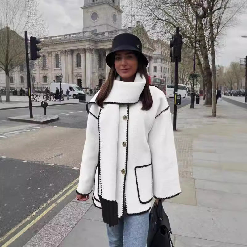 Women's Fashion Woolen Thick Loose With Scarf Sweaters