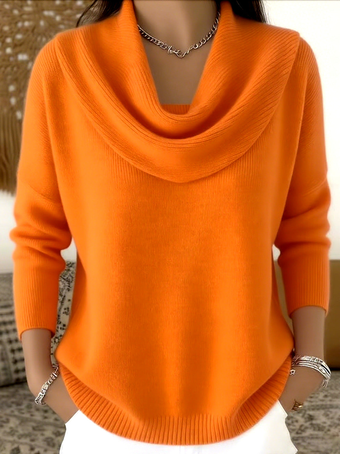 Creative Fashion Women's Solid Color Long-sleeved Women's Sweater