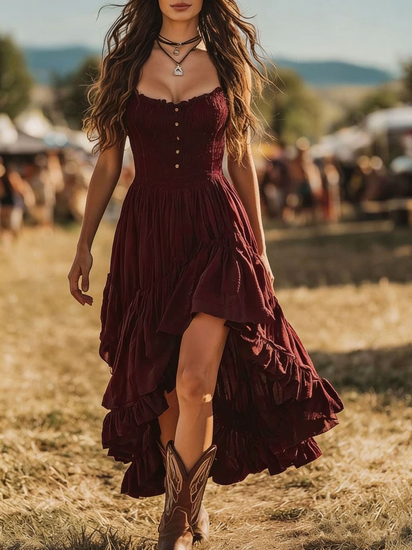 Elegant Chest Smocking Waist Tube Irregular Dress