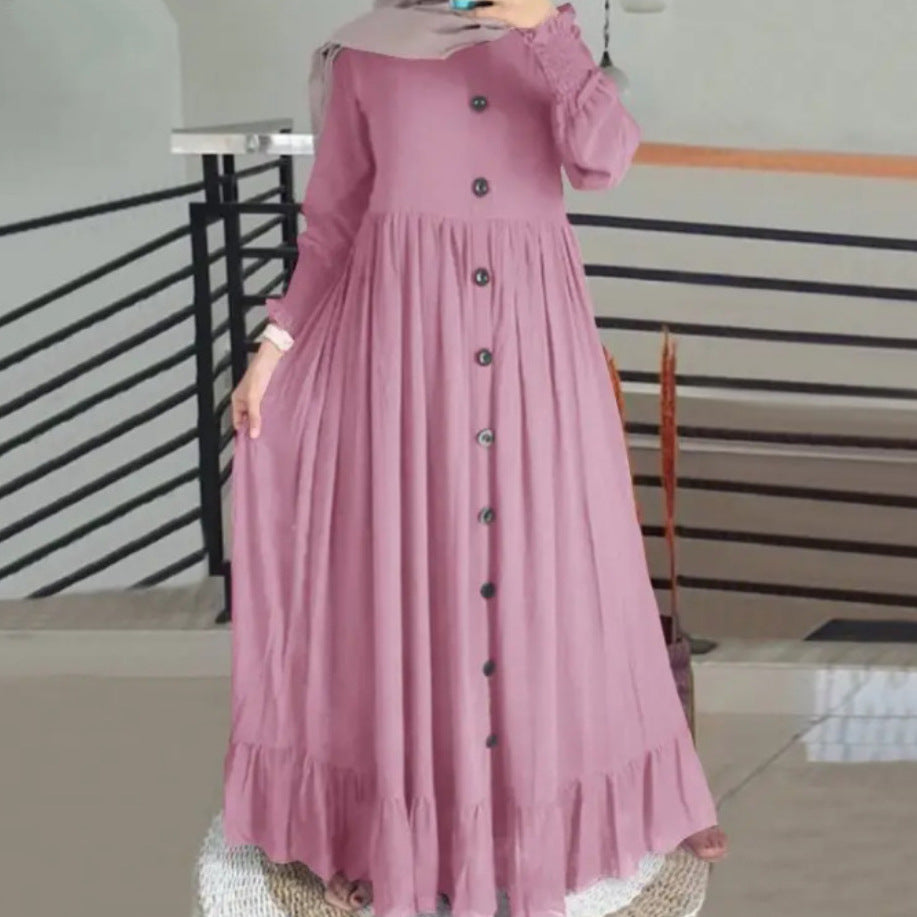 Artistic Retro Leisure Loose Crew Neck Dress