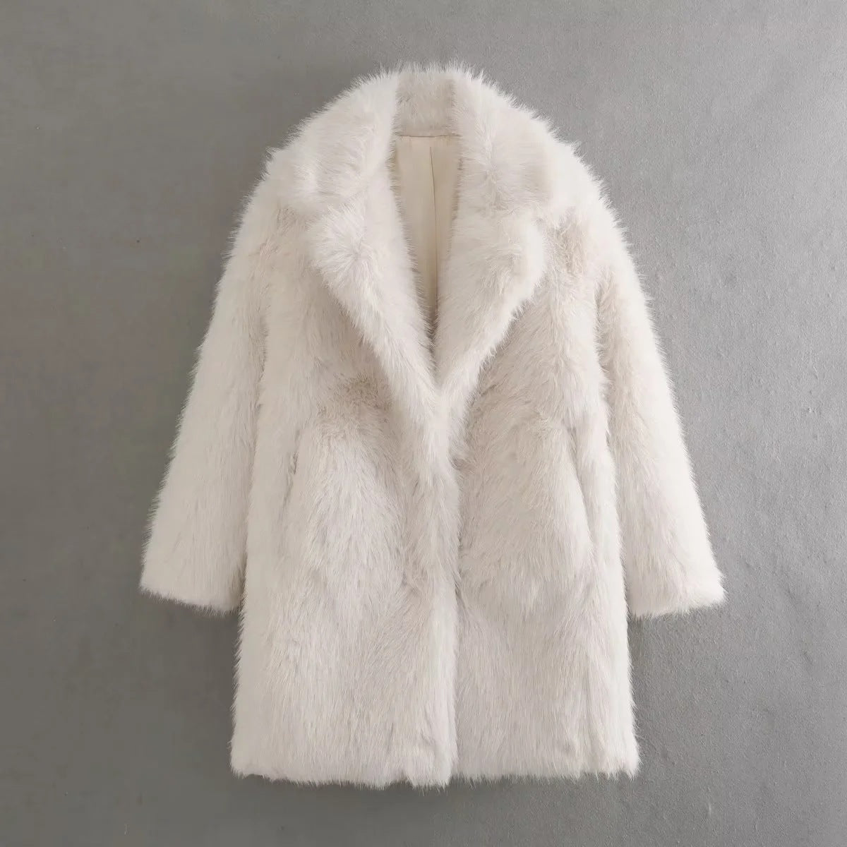 Women's Artificial Fur Warm Fashion Large Lapel Coats
