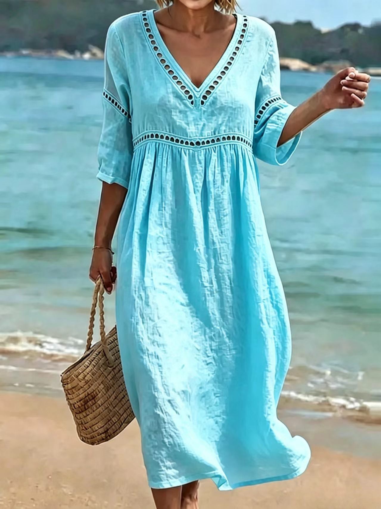 Women's Elegant Casual Solid Color Half Sleeves Dress