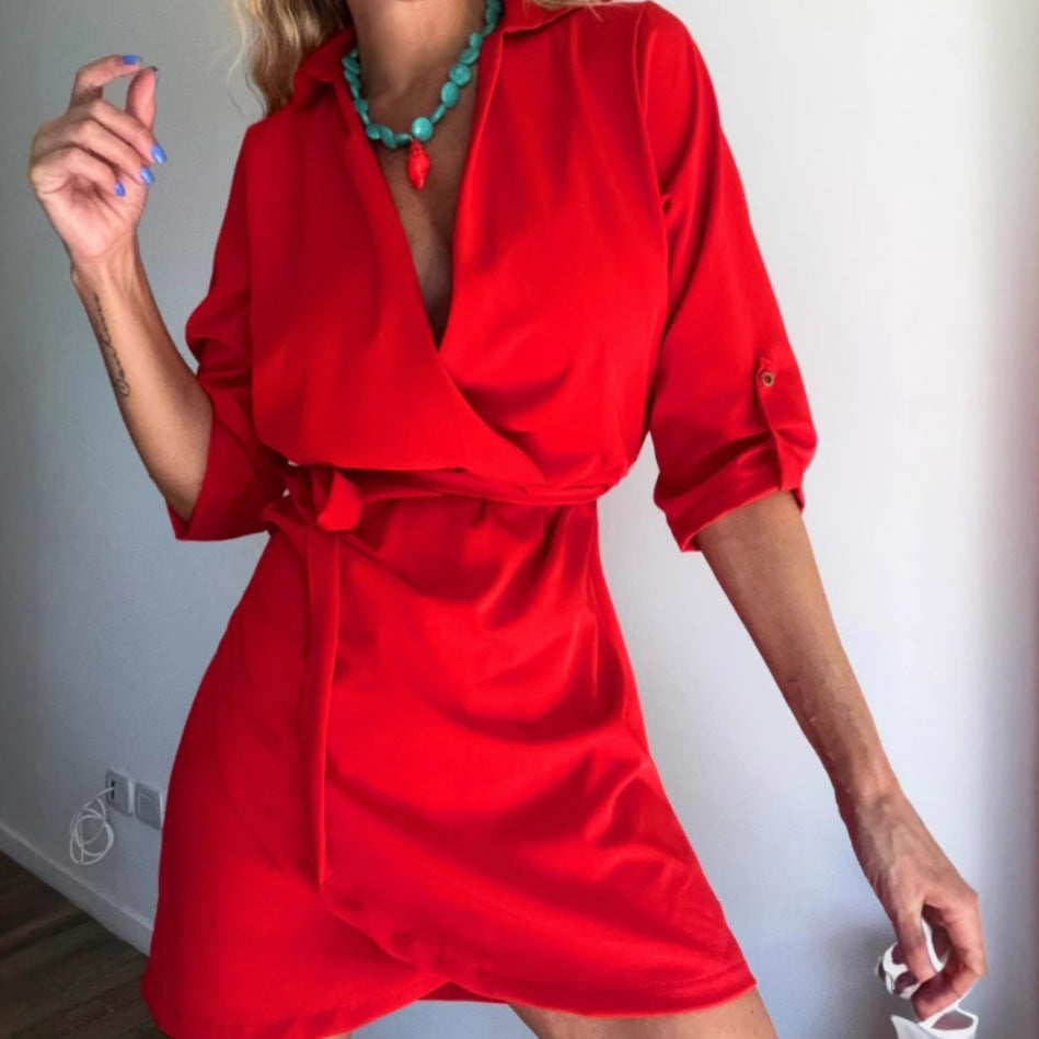 Popular Slouchy Comfortable Durable Women's Lapel Dress