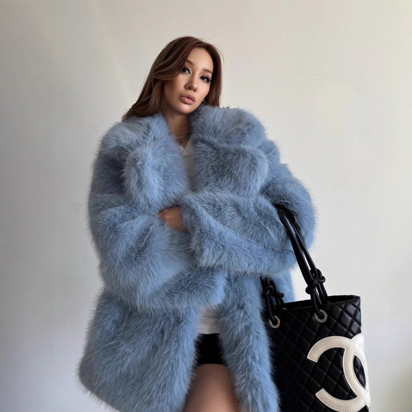 Women's Imported Fox Fur Mid-length Light Fashionable Coats