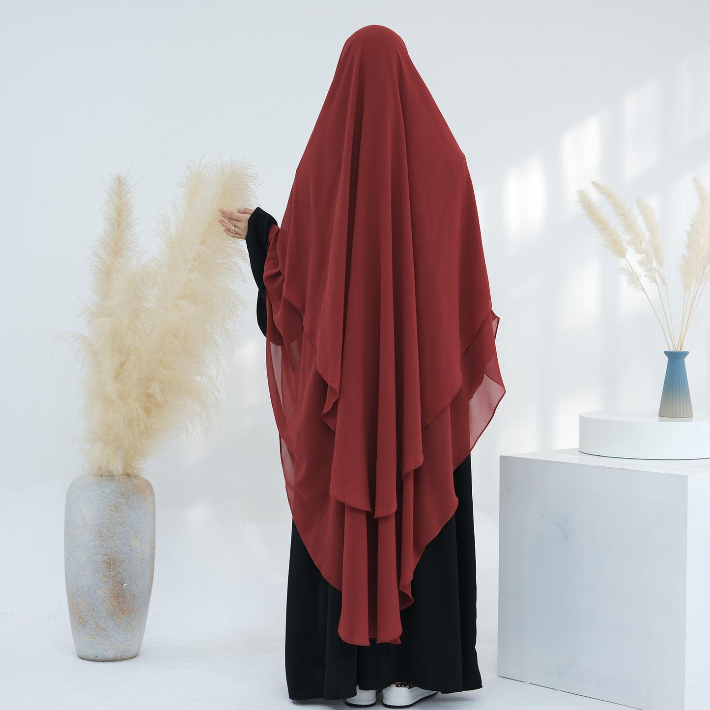 Solid Color Front Rear Chiffon Large Swing Dresses