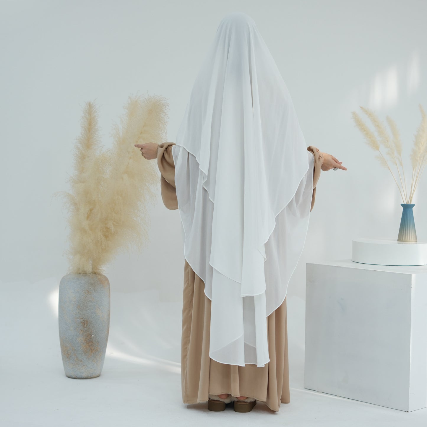 Solid Color Front Rear Chiffon Large Swing Dresses