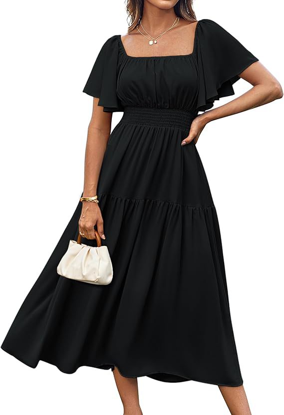 Women's Sleeve Square Collar Pleated Waist Casual Holiday Shorts
