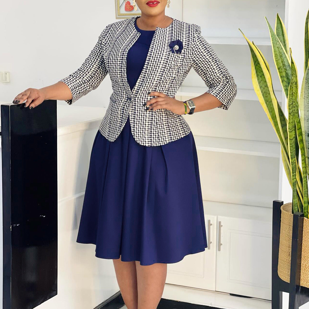 Women's Winter Long Sleeve Dress African Printing Fashion Casual Suit