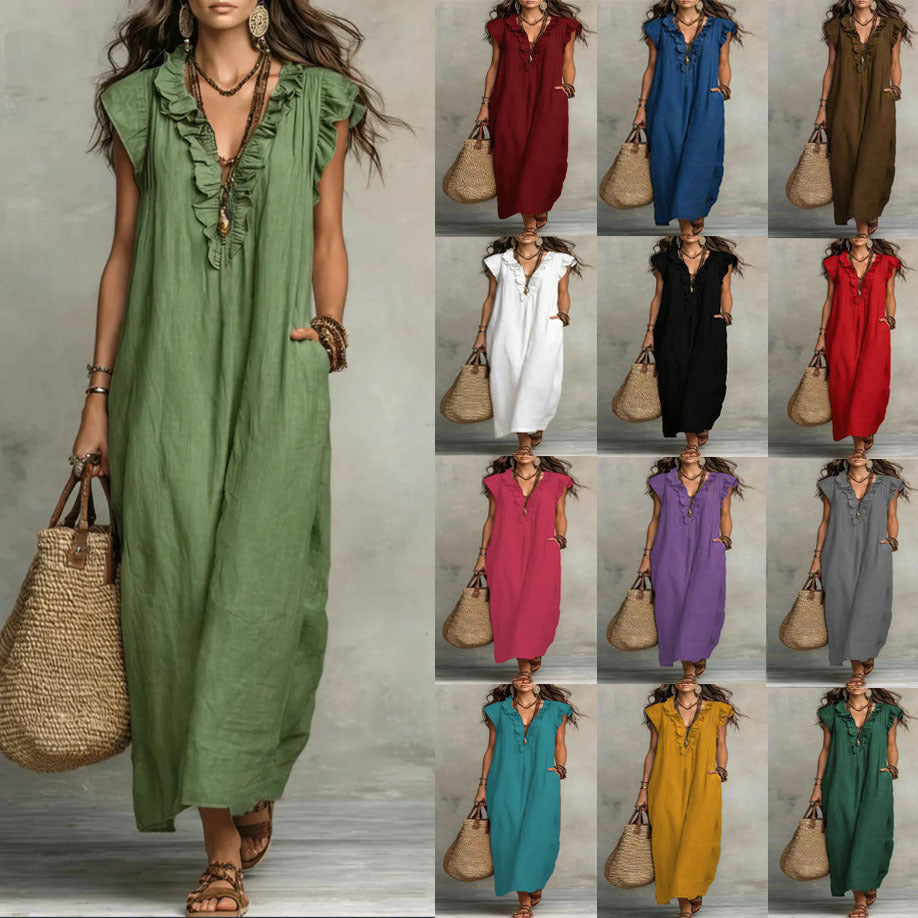 Versatile Women's Bohemian Flying Sleeves Long Dress