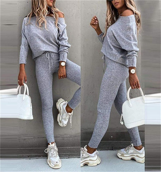 Women's Solid Color Lace Up Sports Trousers Suits