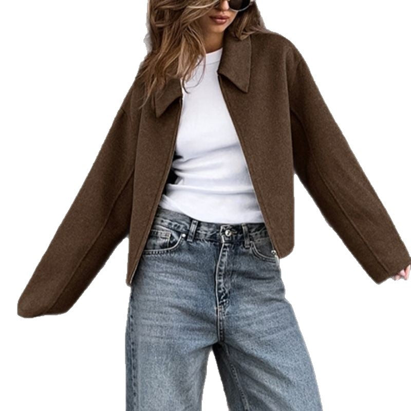 Women's Autumn American Solid Color Retro Casual Jackets