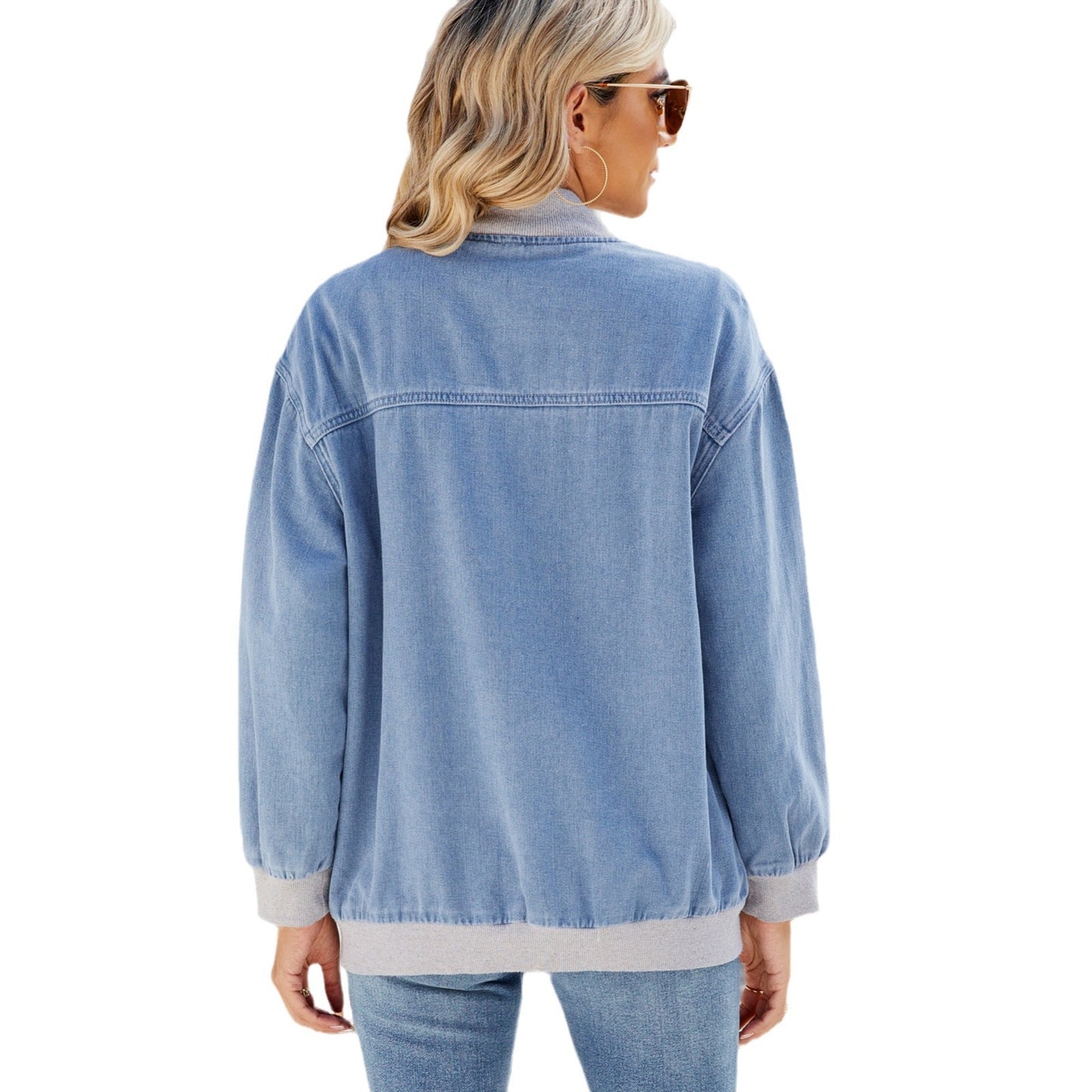 Women's Washed Baseball Zipper Denim Tide Jackets