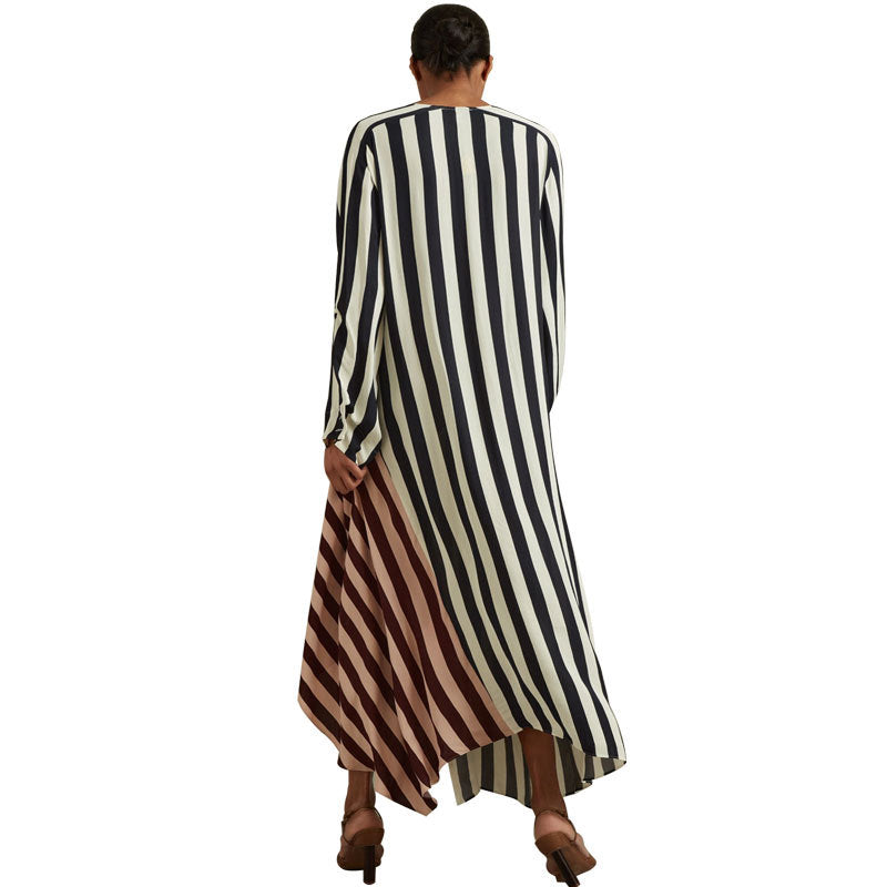 Women's Long-sleeved Loose Striped Design Sense Casual Dress