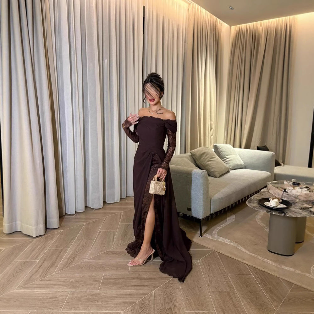 Women's Lace Long Sleeve Big Hem Elegance Dresses