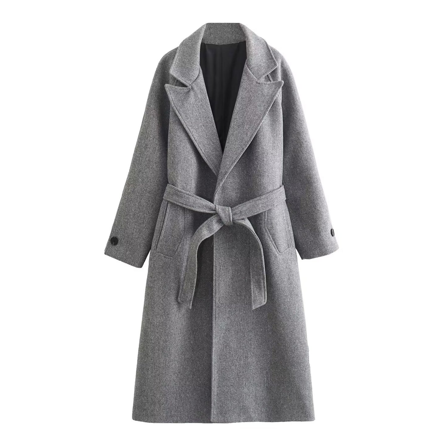 Women's Homemade Classic Fashion With Belt Woolen Coats
