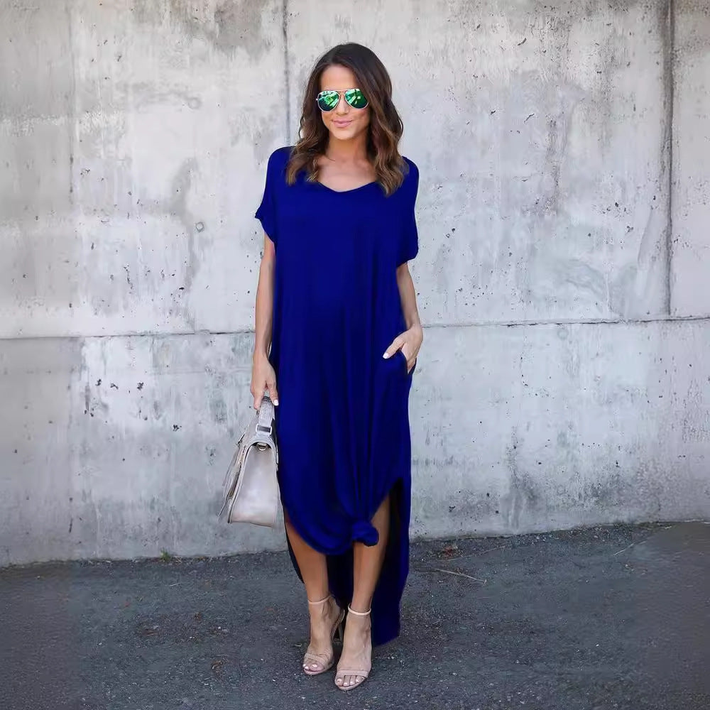 Creative Elegant Long Summer Pocket Split Dress