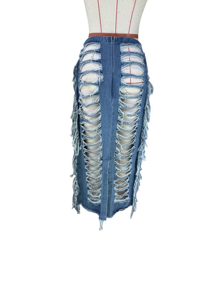 Women's Trendy Unique Hand Frayed Slit Tassel Skirts