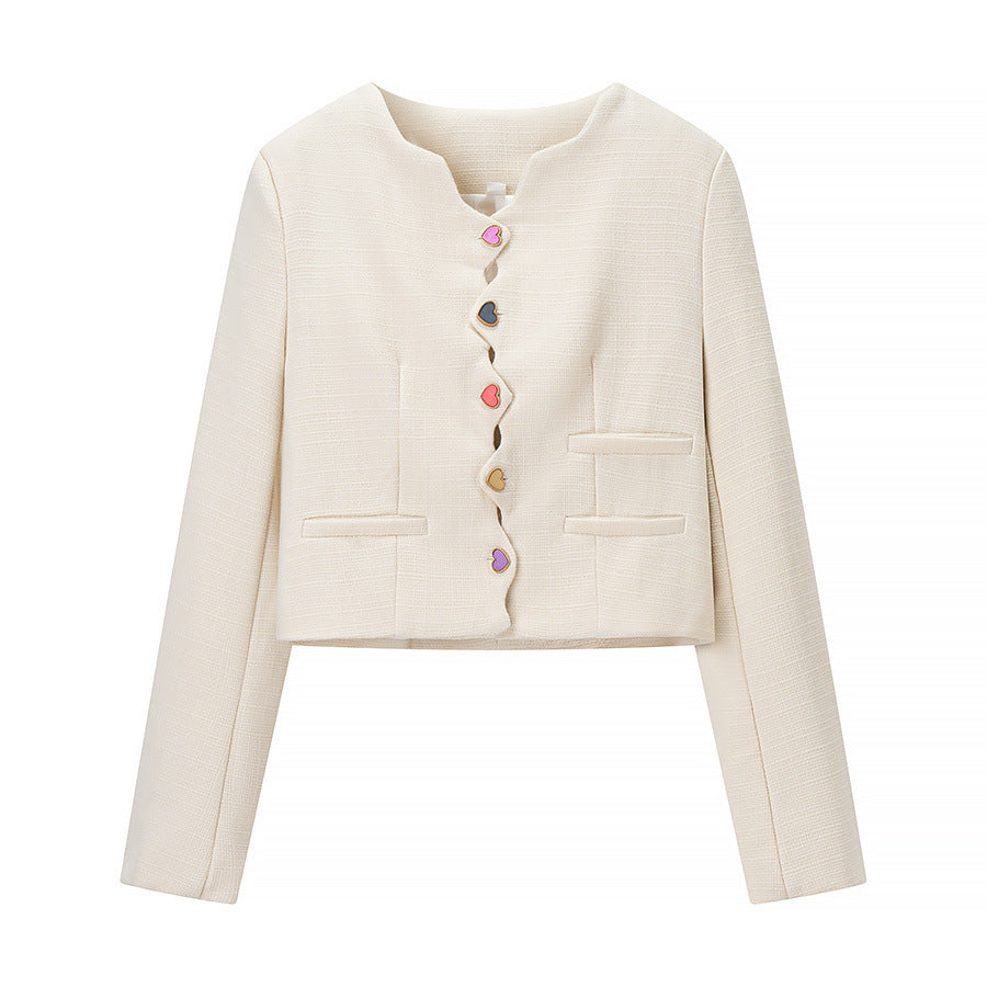 Women's Style Fashionable Temperamental Love Button Long Coats