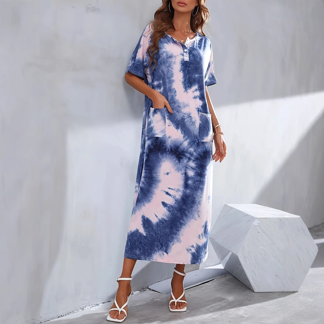 Women's T-shirt Summer Casual Loose Slimming Pocket Dress