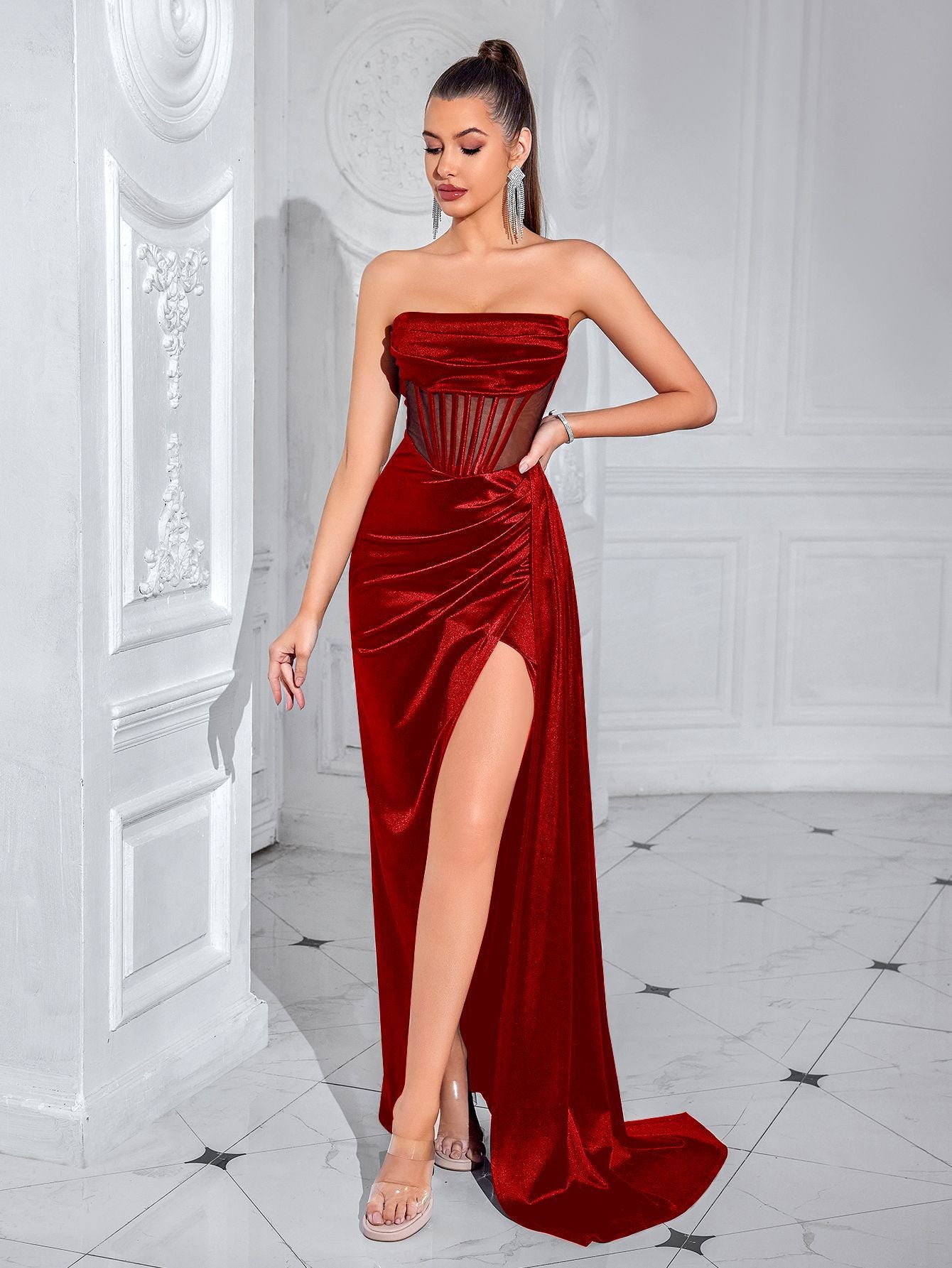Women's Summer High-grade Elastic Satin Fabric Sexy Dress