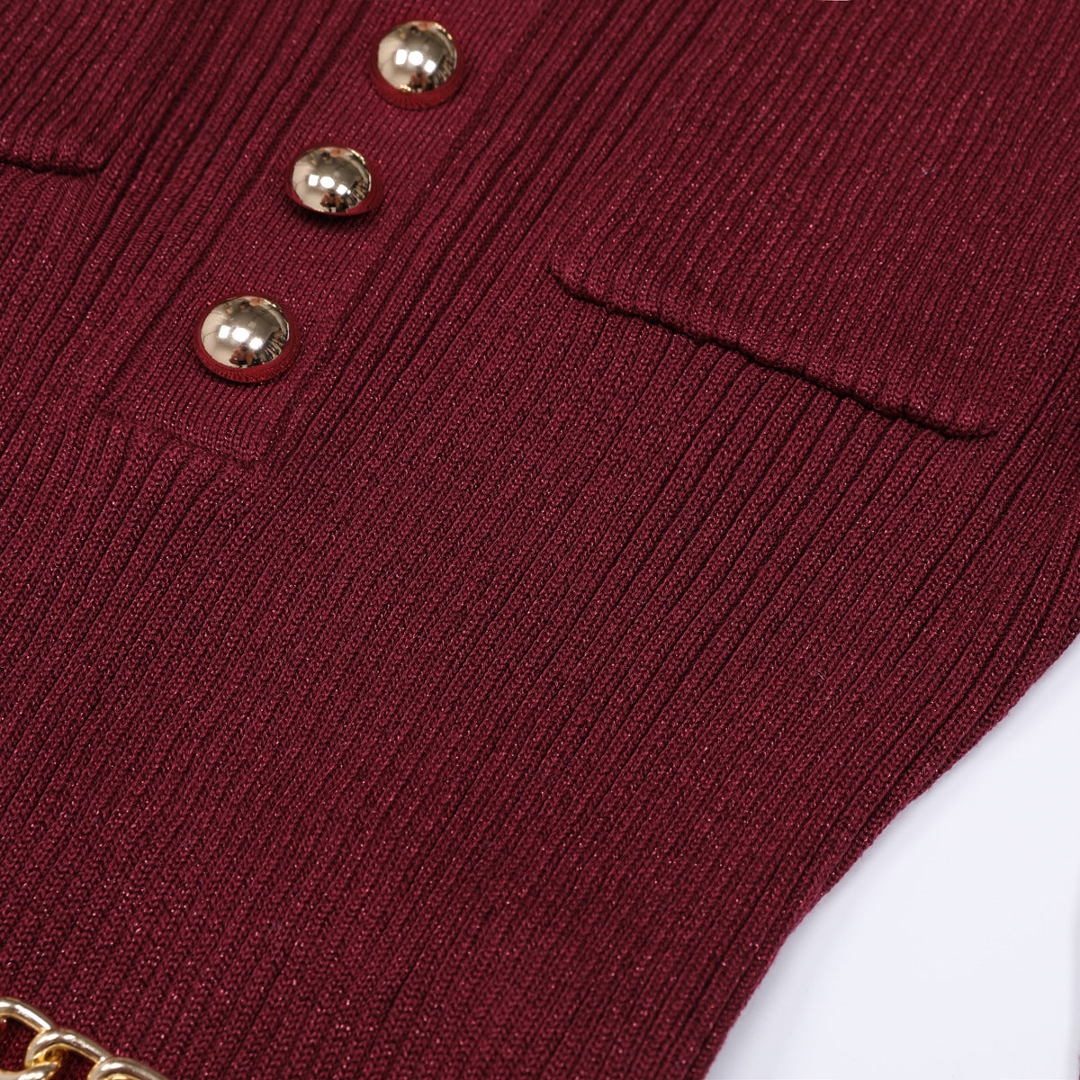 High Quality Fashion Knitted Slim Fit Slimming Chain Belt Dresses
