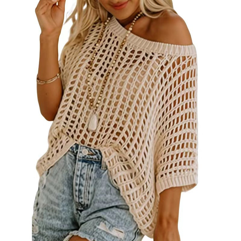 Women's Hollow Summer Loose Beach Cover Thin Bikini Sexy Women's Sweater