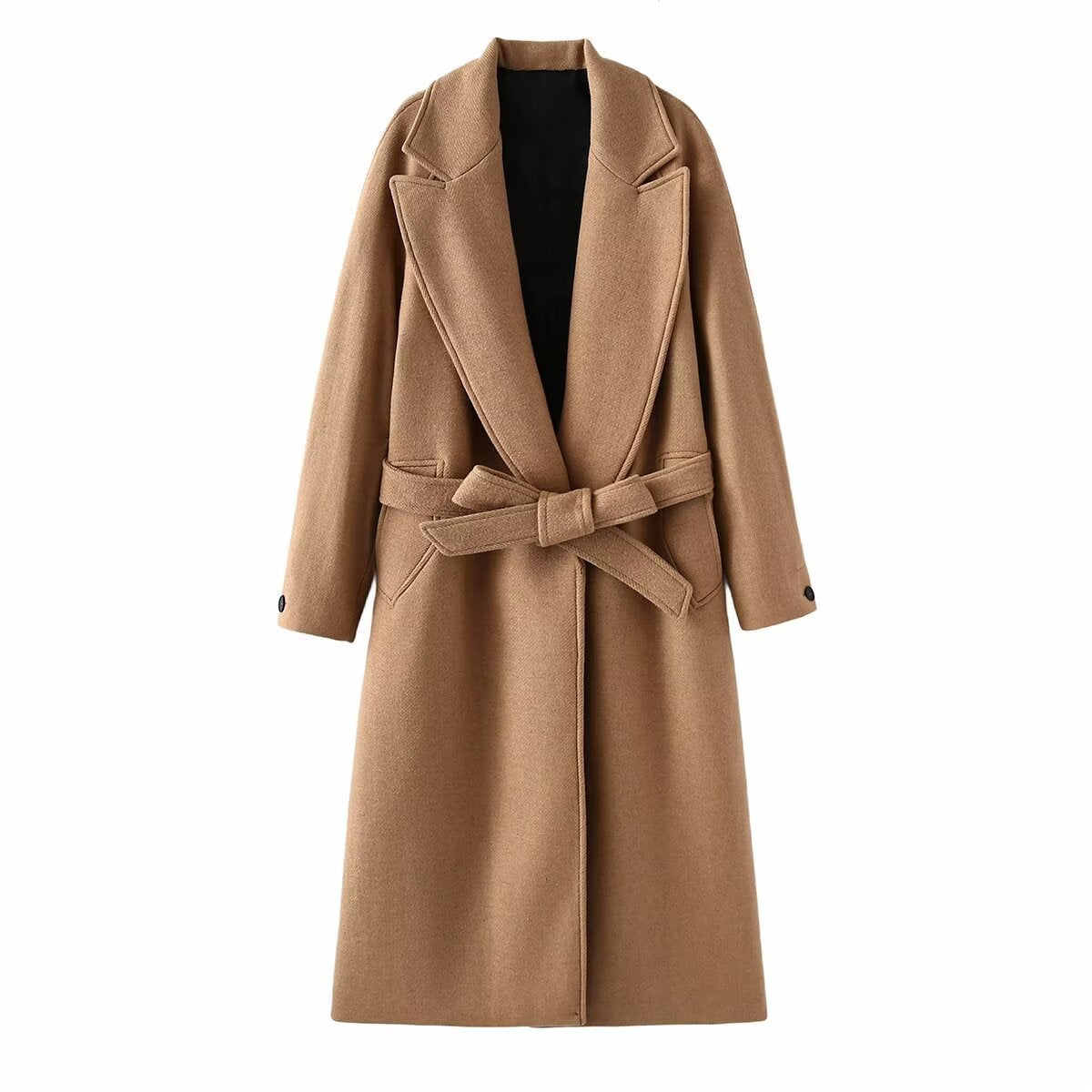 Women's Homemade Classic Fashion With Belt Woolen Coats