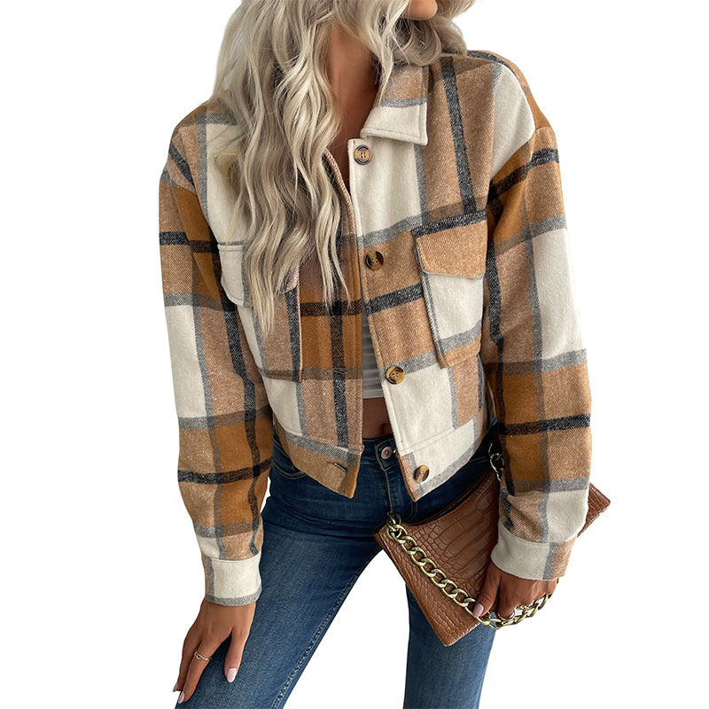 Women's Pretty Classic Plaid Shirt Retro Jackets