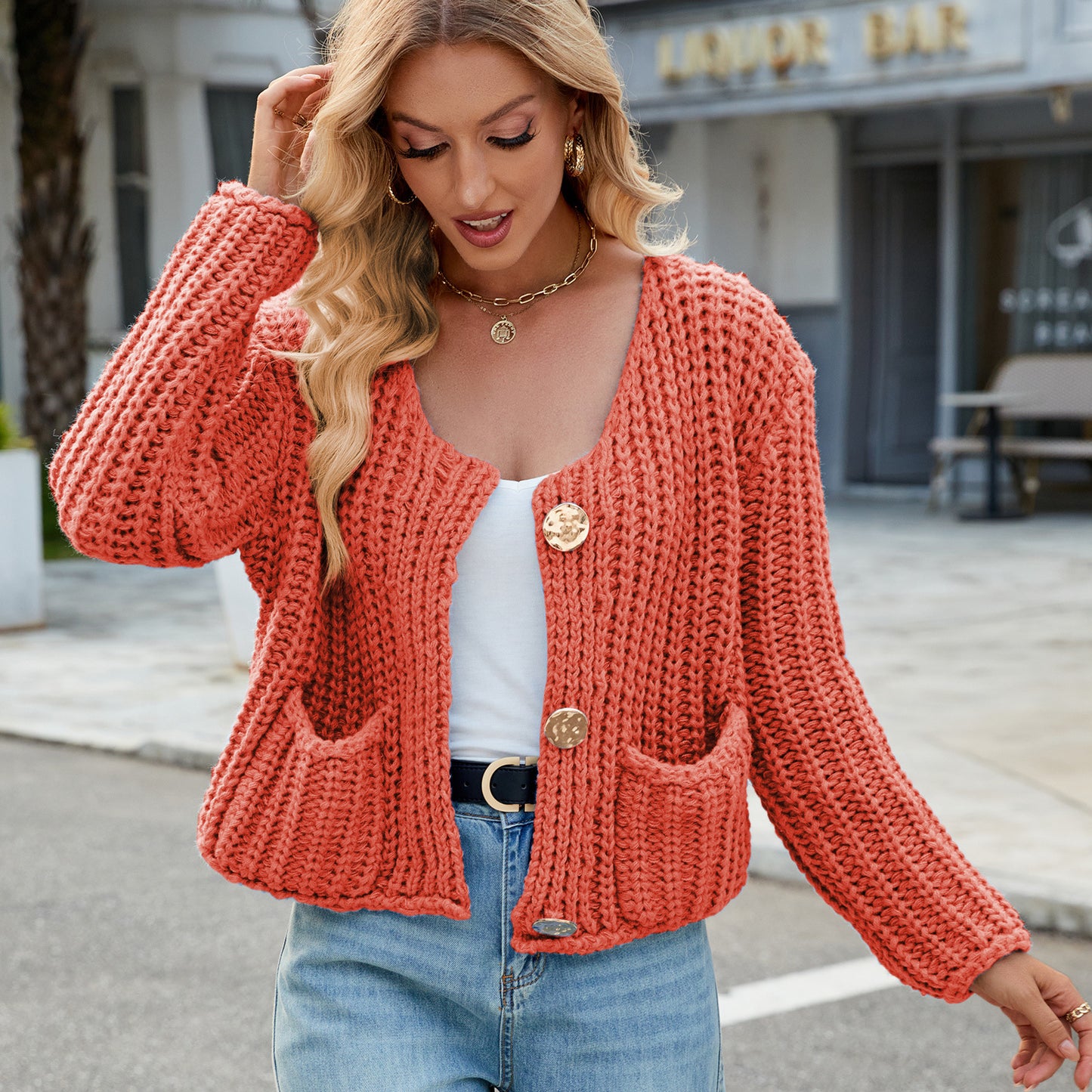 Women's Color Thick Needle Loose Soft Glutinous Idle Style Knitted Sweaters