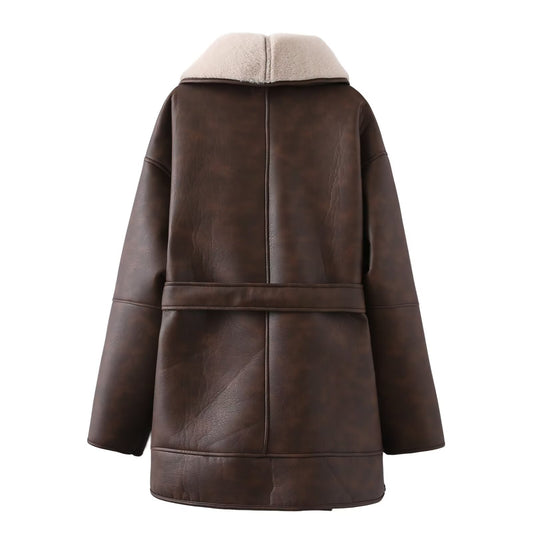 Women's Versatile Street Fashion Fur Trench Coats