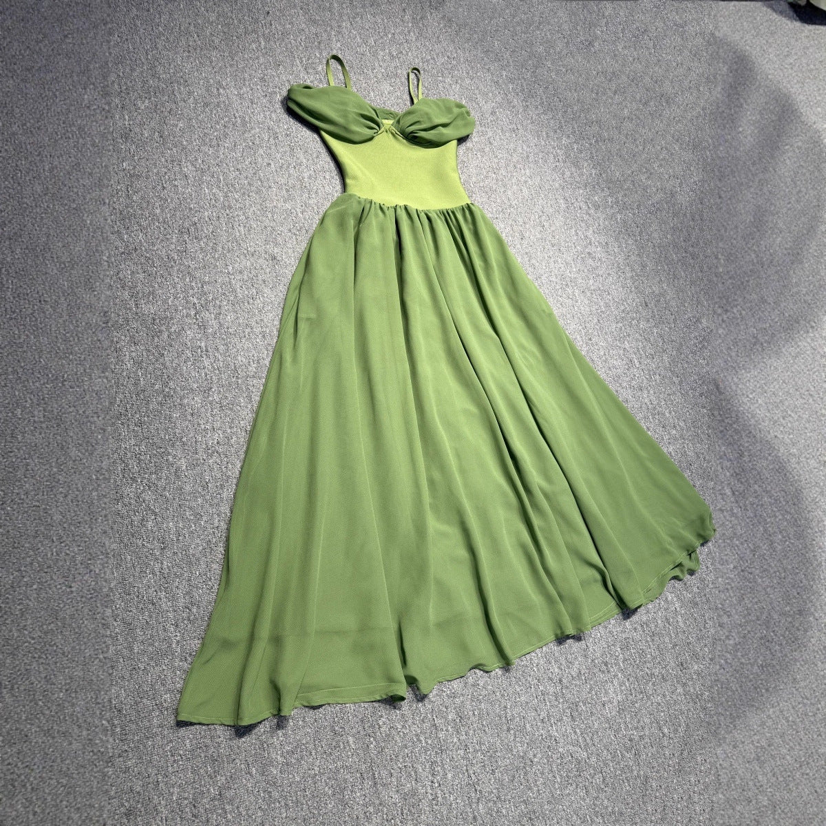 Minority Elegant Slimming Square Collar Pleated Dresses