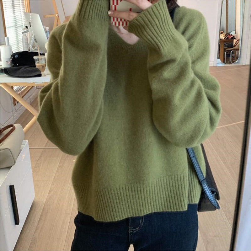 Style Solid Color Basic Soft Glutinous Sweaters